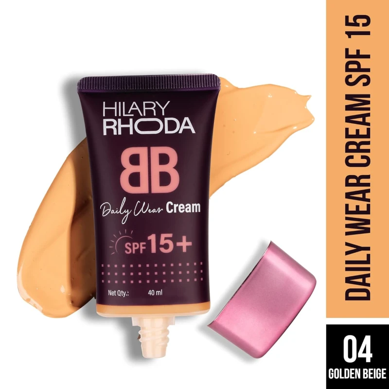 Hilary Rhoda BB Cream with SPF 15 | Infused with Wheat Germ Oil & Jojoba Seed Oil | Weightless Formula | Hides Blemishes, Dark Spots & Pigmentation - 40ml (Golden Beige - Shade 4) - Thumbnail 2